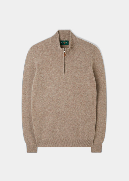 Sutherland Lambswool 1/4 Zip Jumper in Cobble