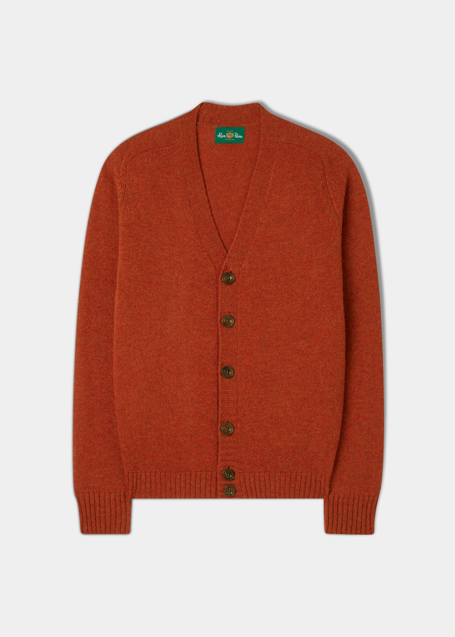 Men's Shetland Wool Cardigan in Saffron