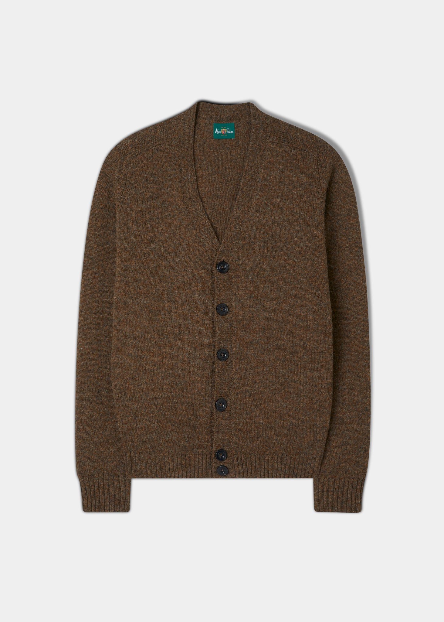 Men's Shetland Wool Cardigan in Scots Pine