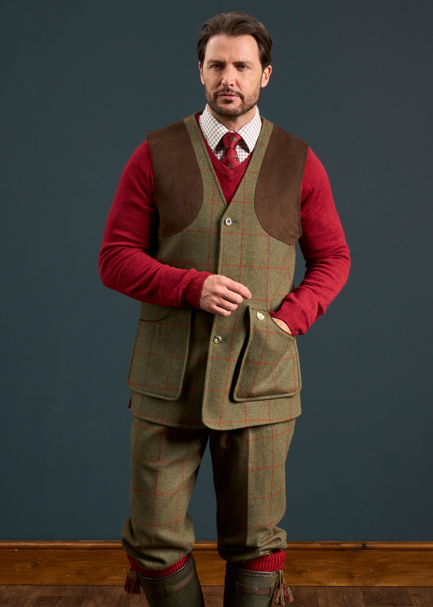 Combrook Men's Tweed Shooting Waistcoat in Reed