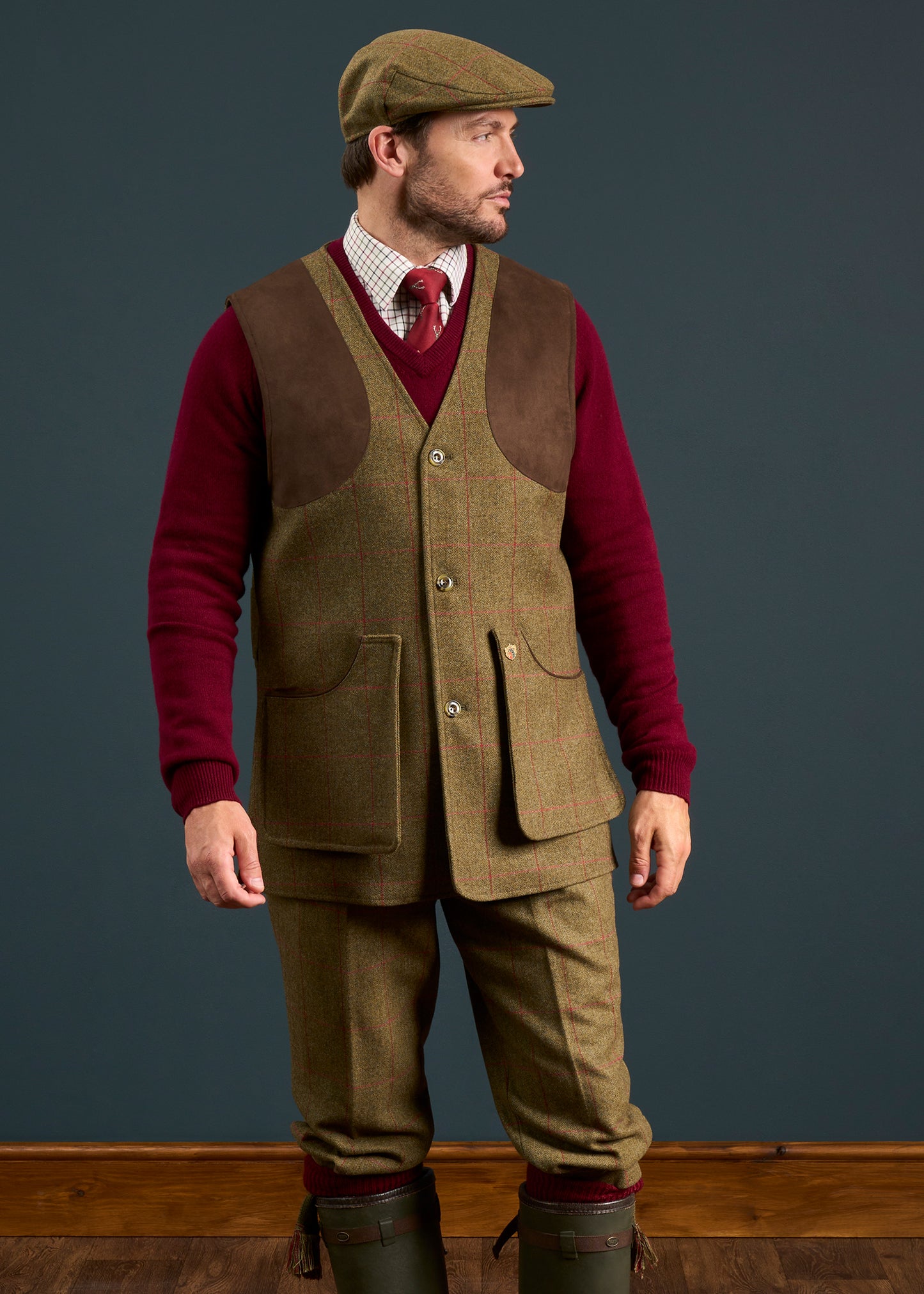 Combrook Men's Tweed Shooting Waistcoat in Reed