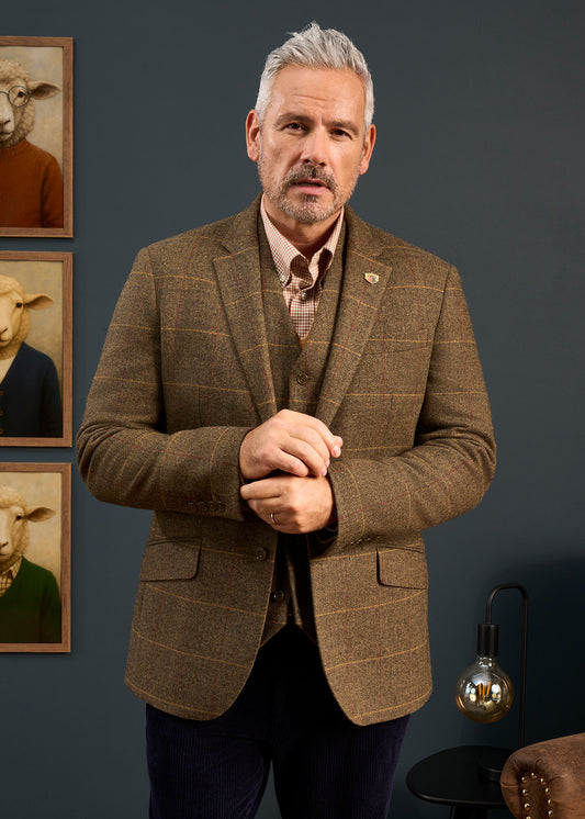 Combrook Men's Tweed Sports Blazer In Teak - Regular Fit