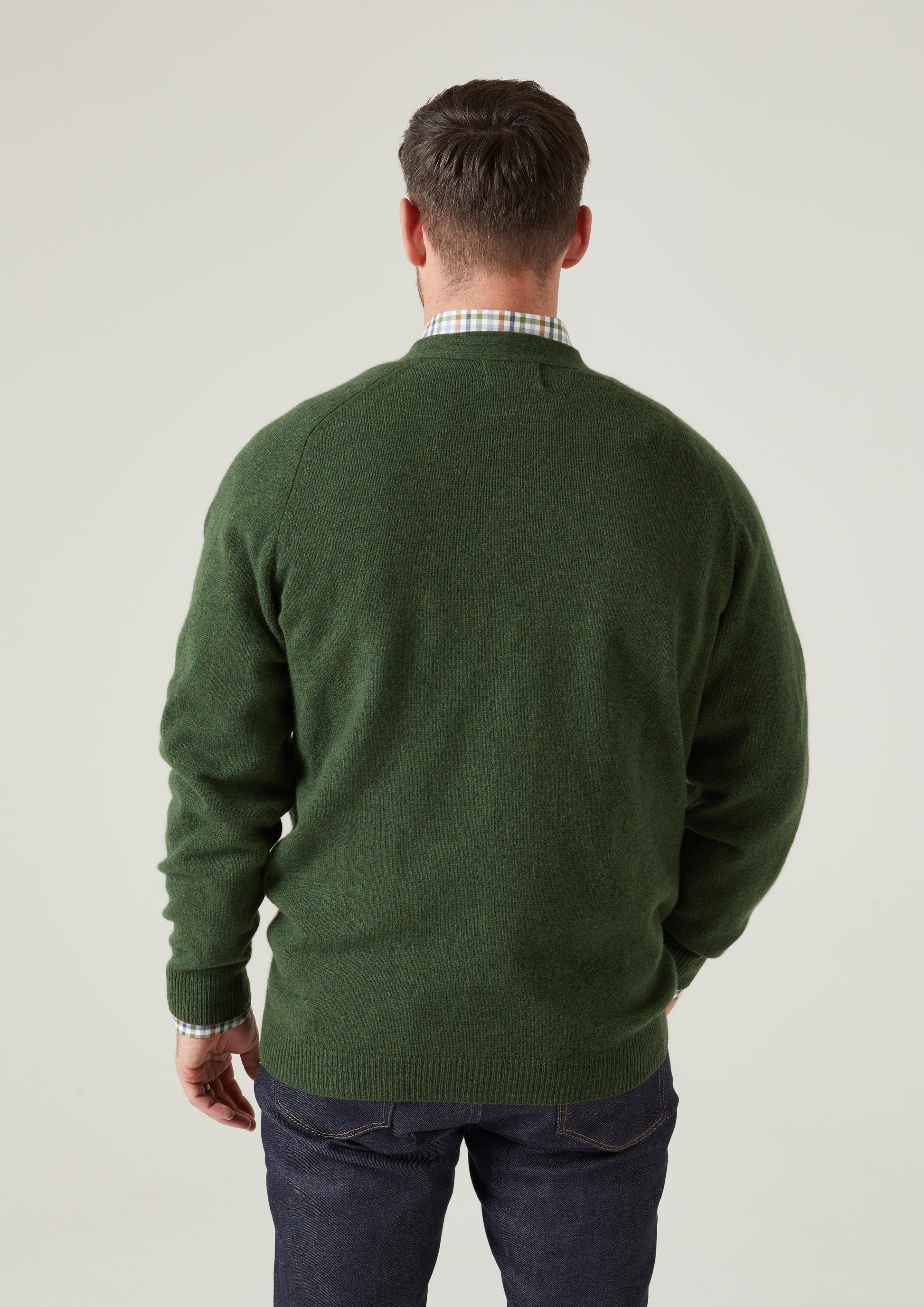 Cornwall Lambswool Cardigan in Rosemary