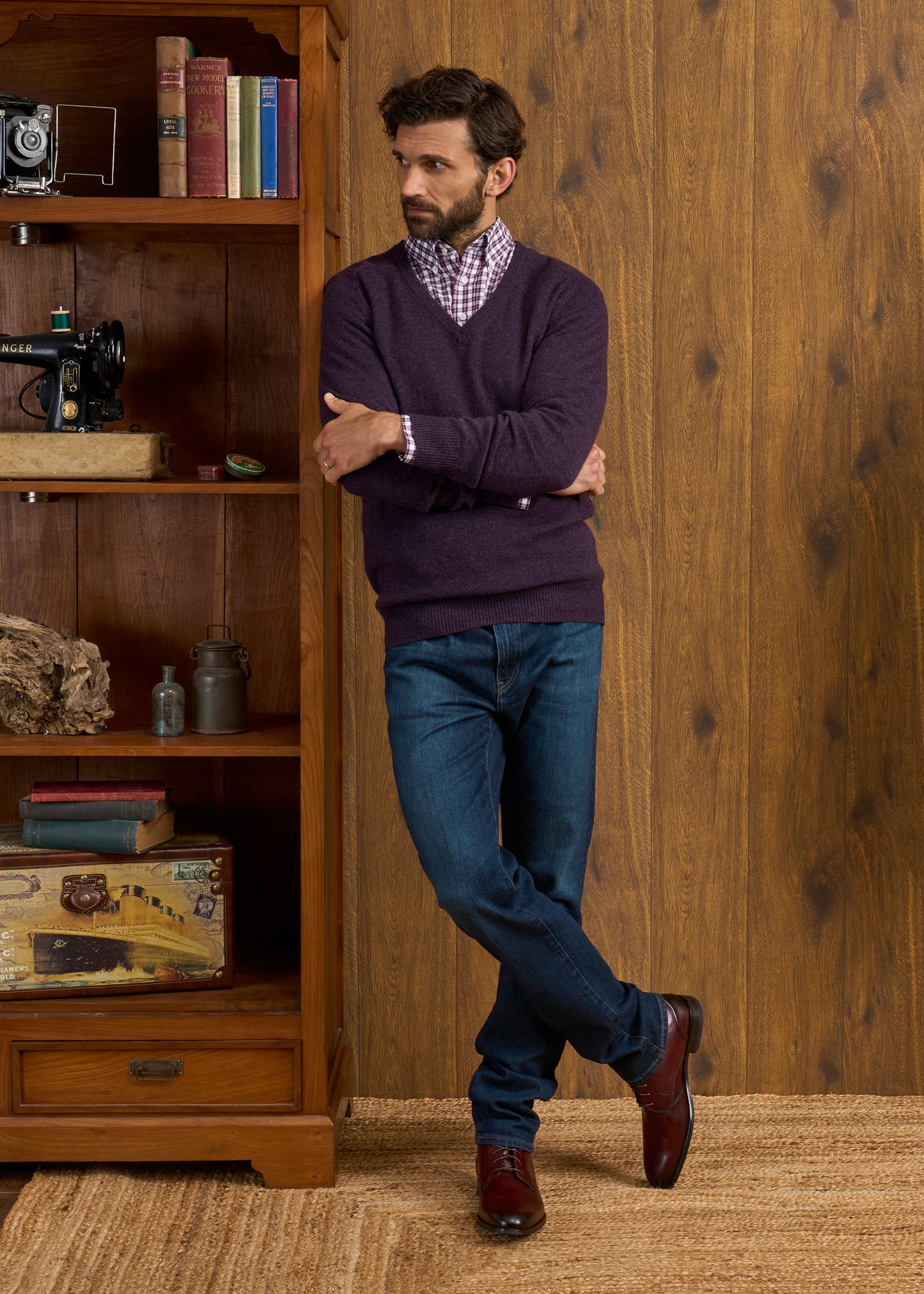 Hampshire Lambswool Jumper in Elderberry