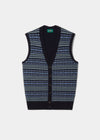 Maywick Men's Lambswool Fair Isle Waistcoat In Navy
