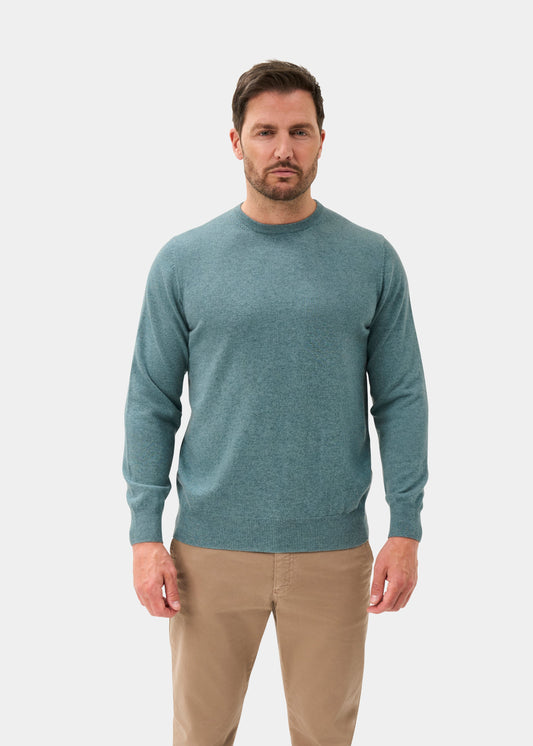 Men's Cashmere Crew Neck Jumper in Caspian