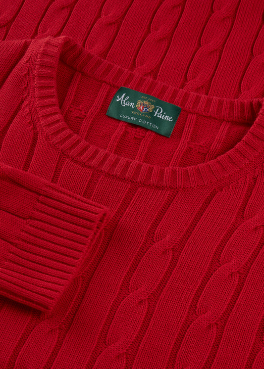 Men's Cotton Cashmere Crew Neck Jumper in Red