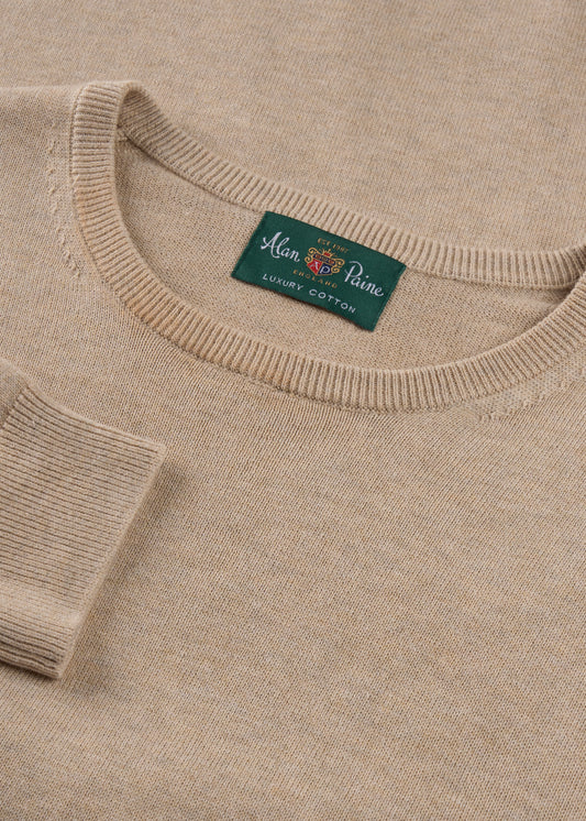 Men's Cotton Cashmere Crew Neck Jumper in Beige