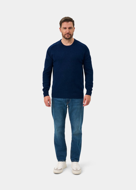 Brisbane Geelong Wool Crew Neck Jumper In Indigo - Regular Fit