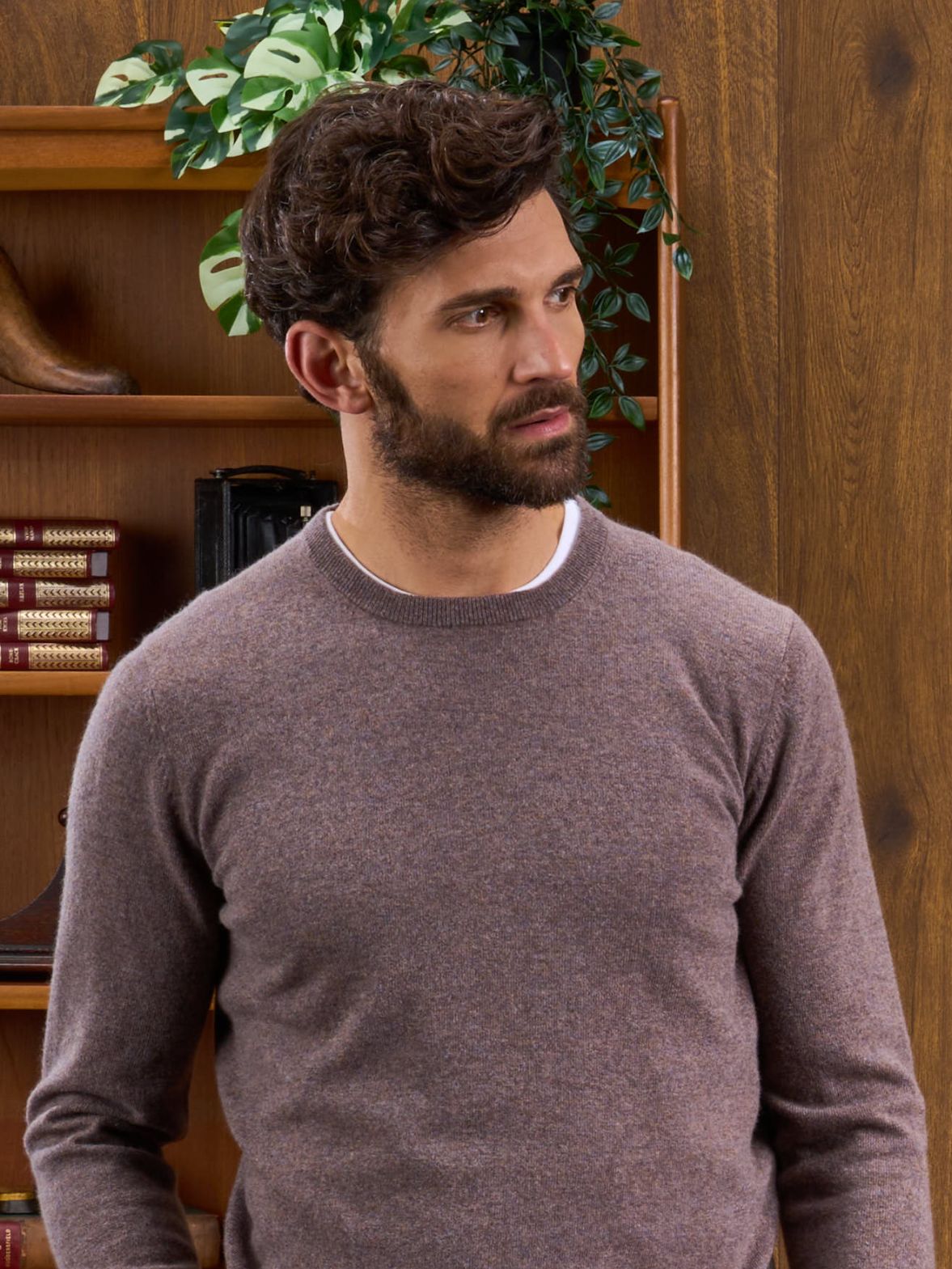 Geelong Crew Neck Jumper In Mahogany