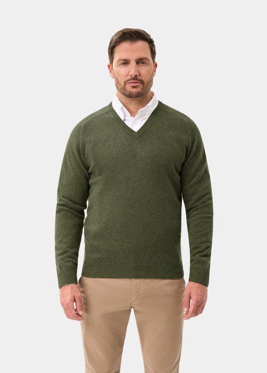 Men's Lambswool Vee Neck Jumper in Landscape