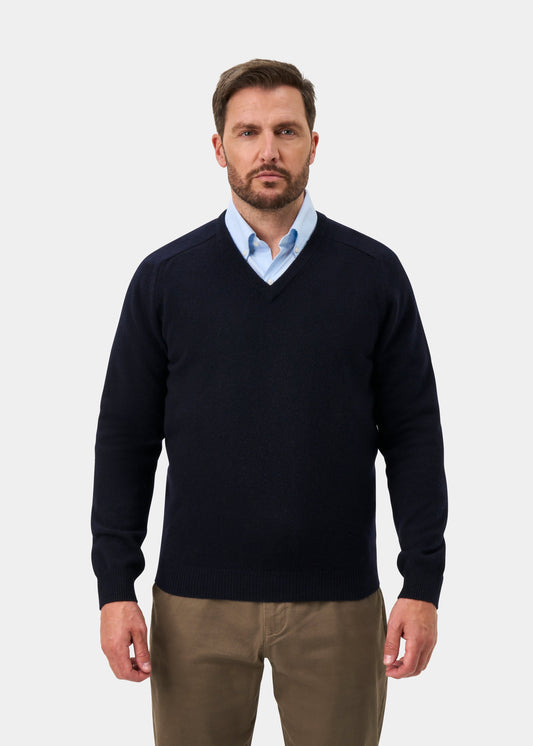 Kilsyth Men's Lambswool Jumper in Navy - Regular Fit