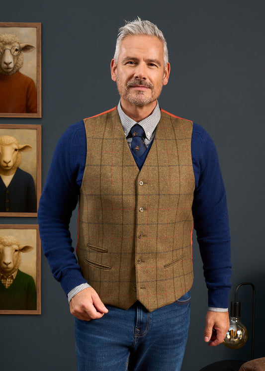 Combrook Men's Tweed Lined-Back Waistcoat In Thyme