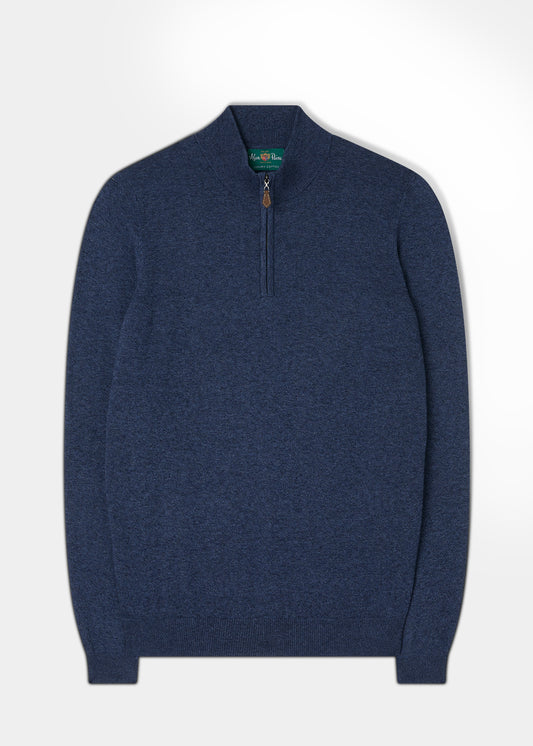 Men's Cotton Cashmere 1/4 Zip Jumper In Midnight