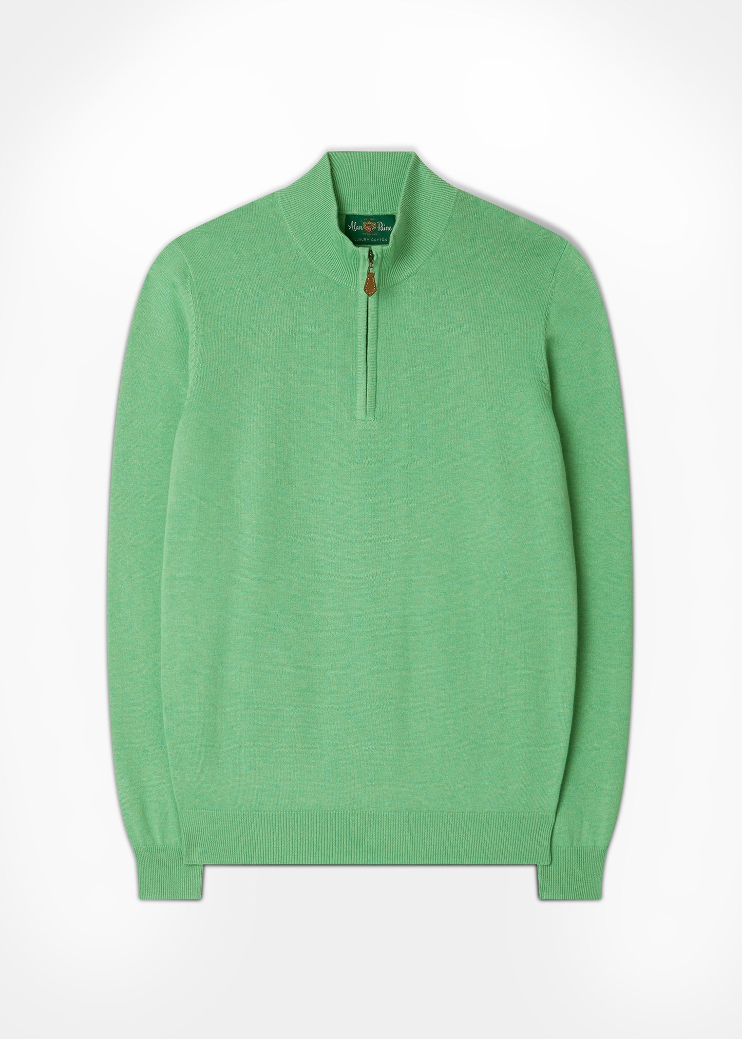Men's Cotton Cashmere 1/4 Zip Jumper In Spearmint.