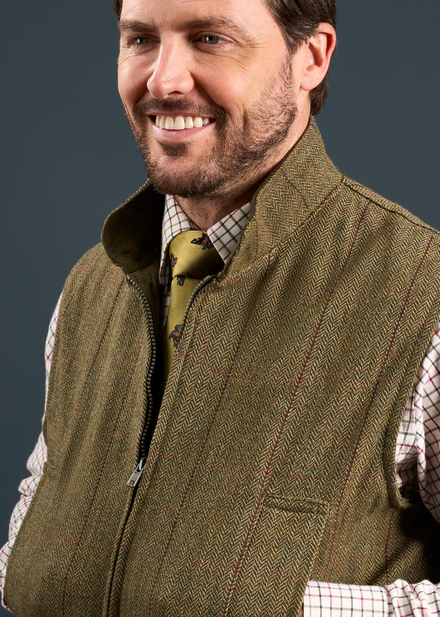 Rutland Men's Tweed Waistcoat In Oakley