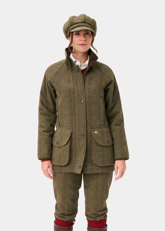 Combrook Ladies Tweed Waterproof Shooting Coat in Laurel - Shooting Fit