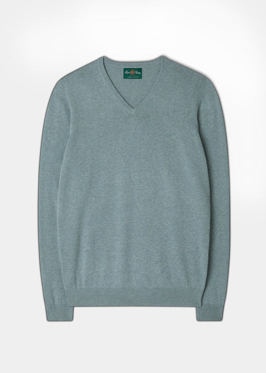 Men's Cotton Cashmere V-Neck Jumper In Flint
