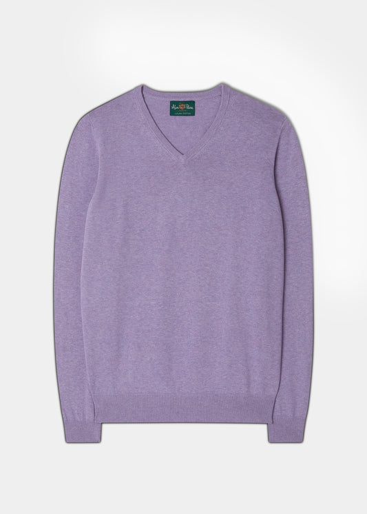 Men's Cotton Cashmere V-Neck Jumper In Lilac
