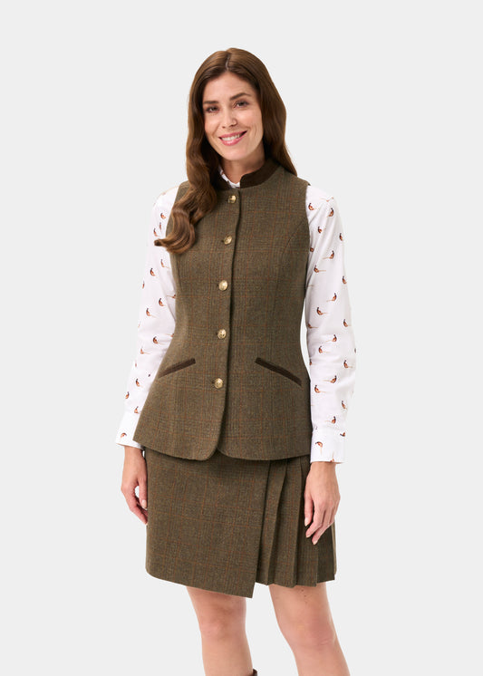 Surrey Ladies Tweed Waistcoat in Field Maple - Regular Fit