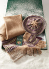 Imogen Ladies Knitted Wool Beret, Gloves and Scarf Set In Pecan