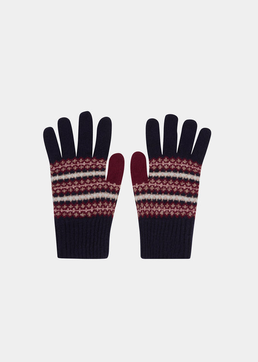Imogen Ladies Knitted Wool Gloves In Navy