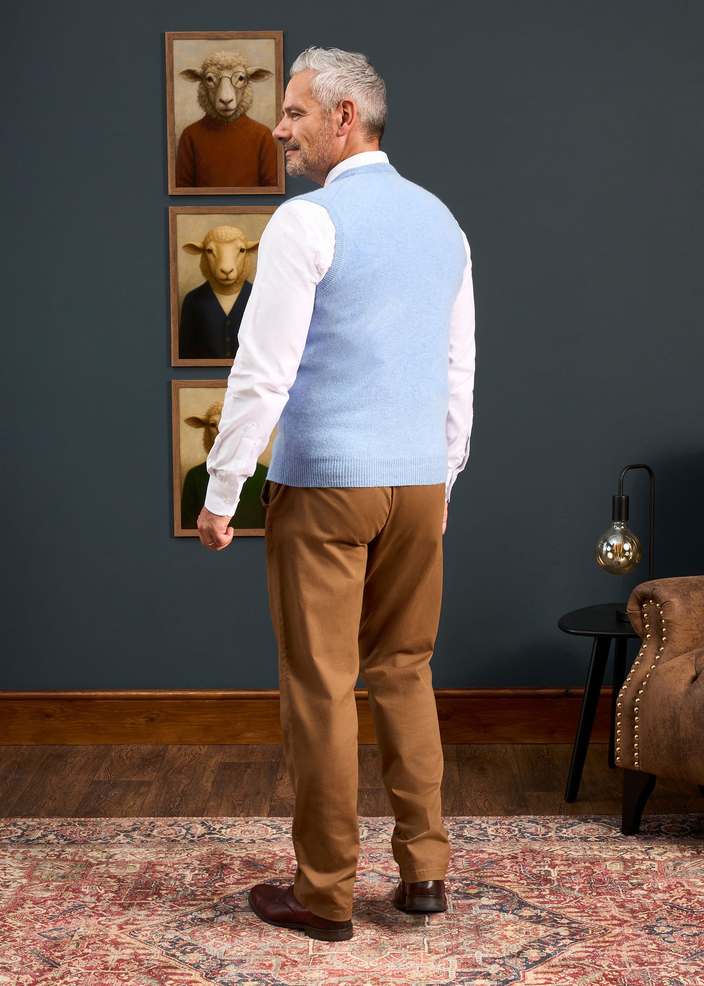 Norfolk Men's Lambswool Slipover in Glacier