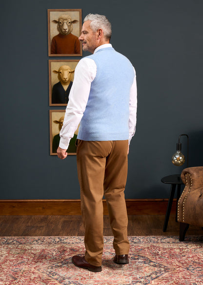 Norfolk Men's Lambswool Slipover in Glacier