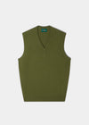 Norfolk Men's Lambswool Slipover in Green Bean