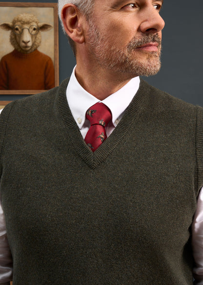 Norfolk Men's Lambswool Slipover in Seaweed