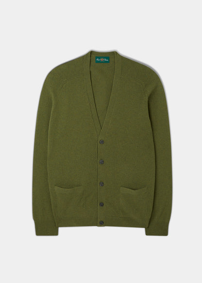 Cornwall Lambswool Cardigan in Green Bean