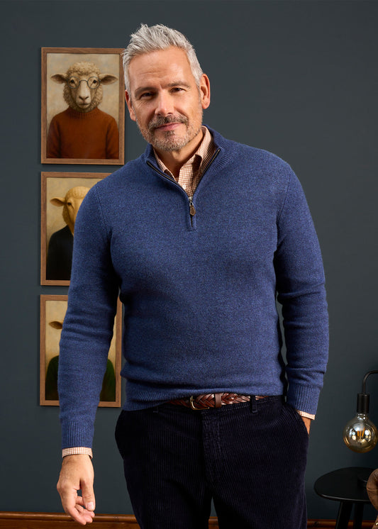 Sutherland Lambswool 1/4 Zip Jumper in Rhapsody