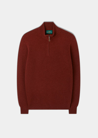 Sutherland Lambswool 1/4 Zip Jumper in Sienna
