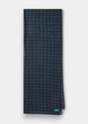 Dale Squares Scarf in Charcoal, neatly folded with a geometric design on a white background.