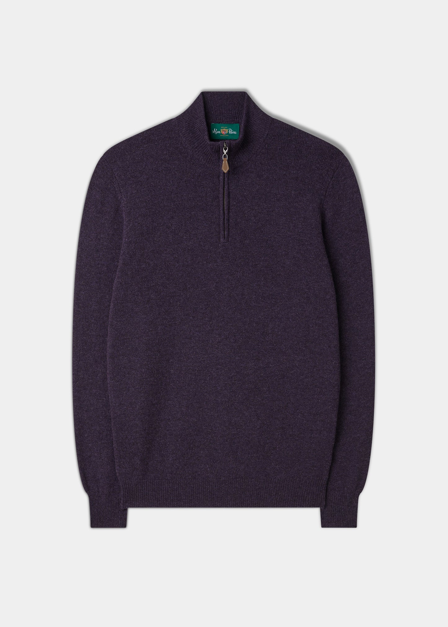 Men's Lambswool 1/4 Zip Jumper in Black Grape - Regular Fit