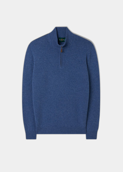 Men's Lambswool 1/4 Zip Jumper in Jeans