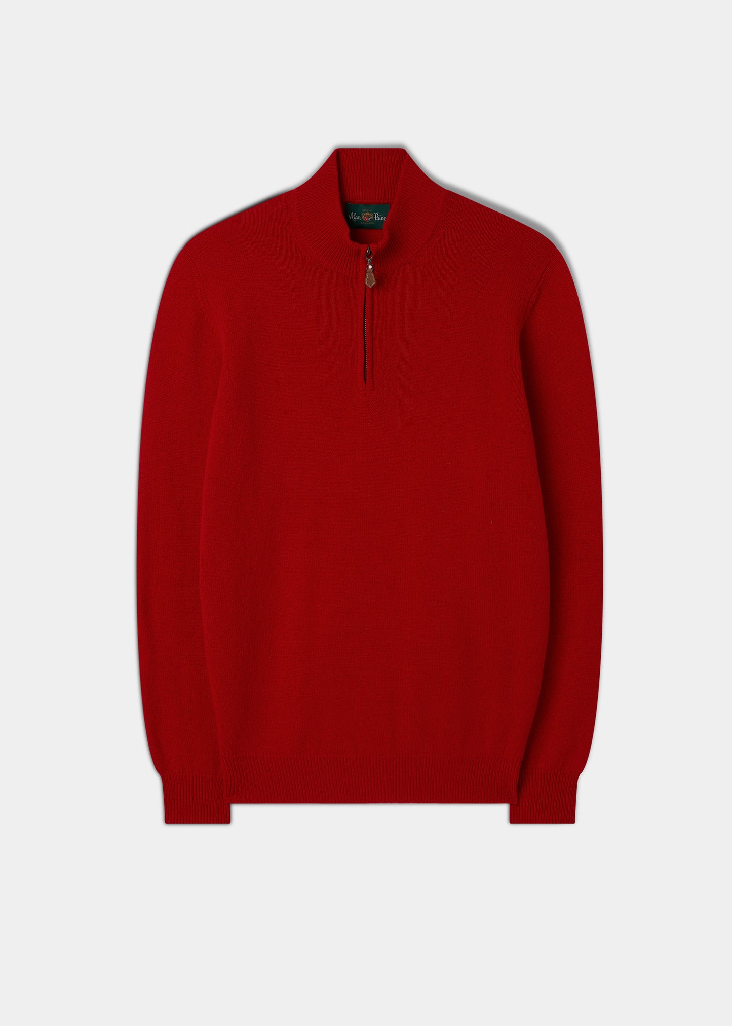 Men's Lambswool 1/4 Zip Jumper in Tartan Scarlet