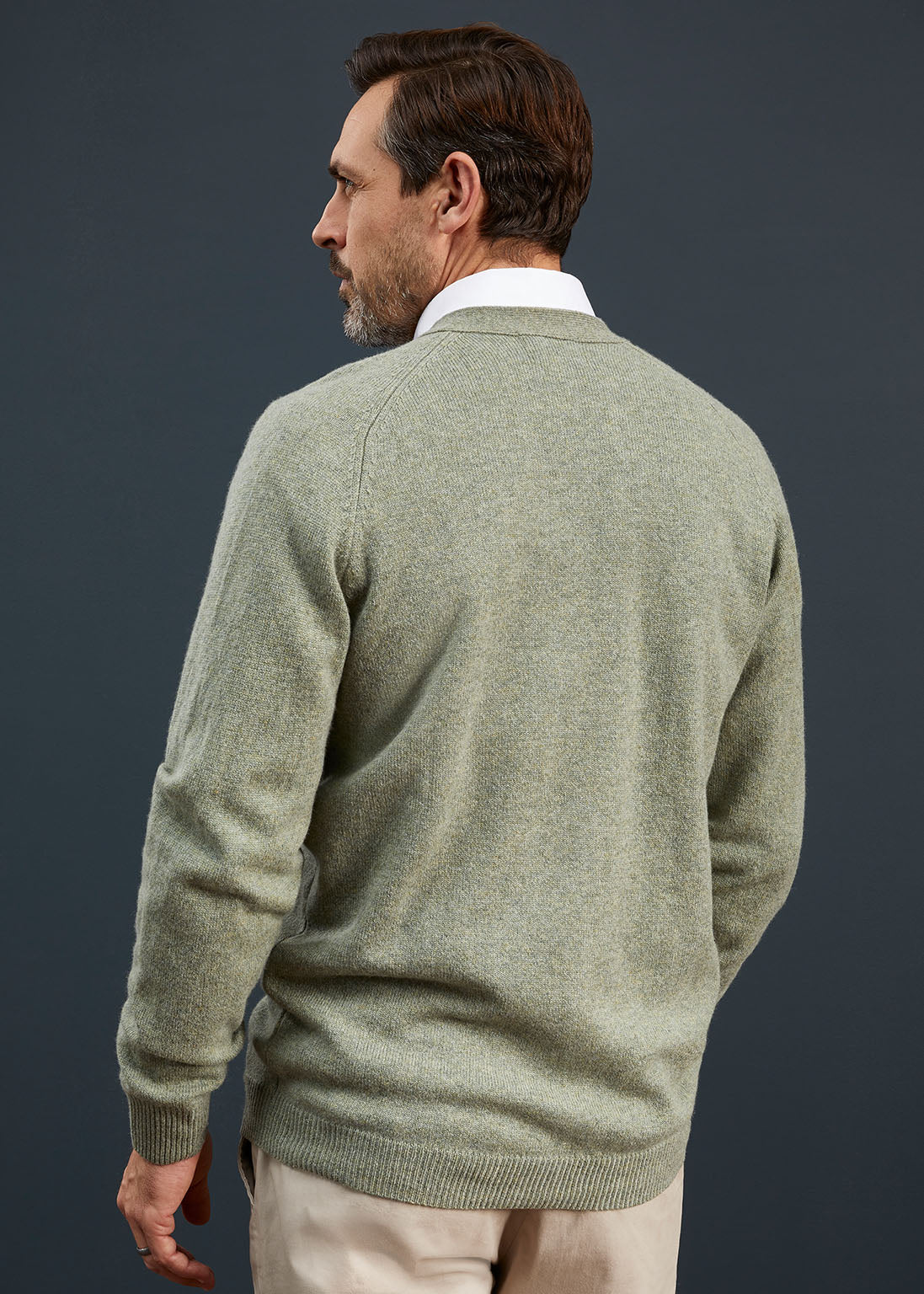 Men's Lambswool Cardigan in Orchard