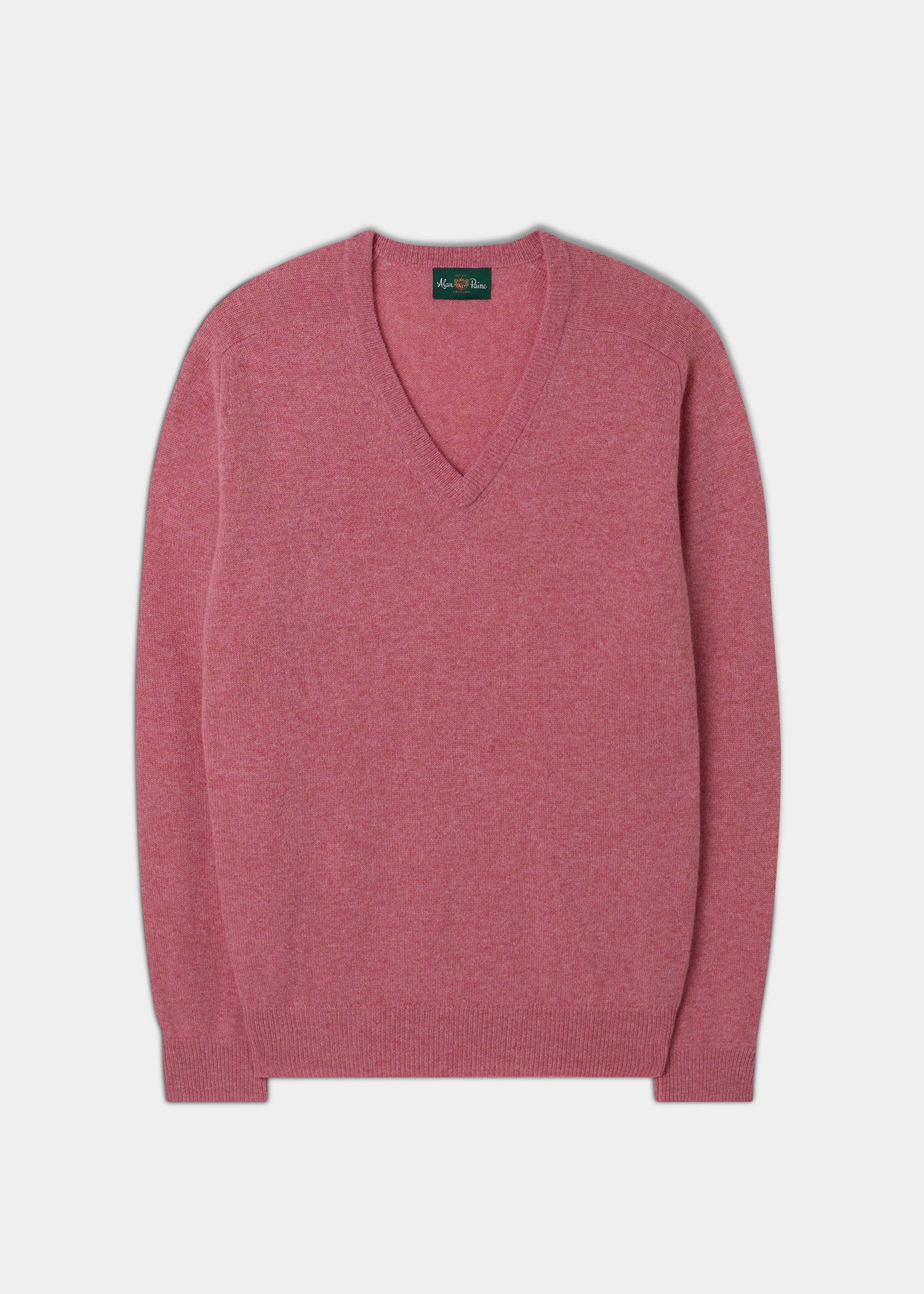 Men's Lambswool Vee Neck Jumper in Nougat 