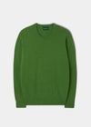 Men's Lambswool Crew Neck Jumper in Green