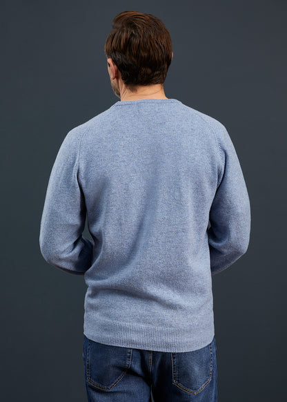 Men's Lambswool Crew Neck Jumper in Light Blue