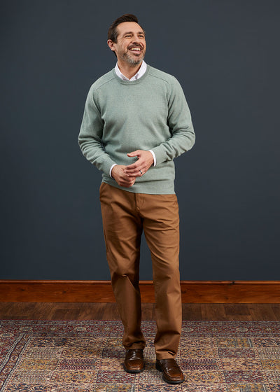 Men's Lambswool Crew Neck Jumper in Spearmint 