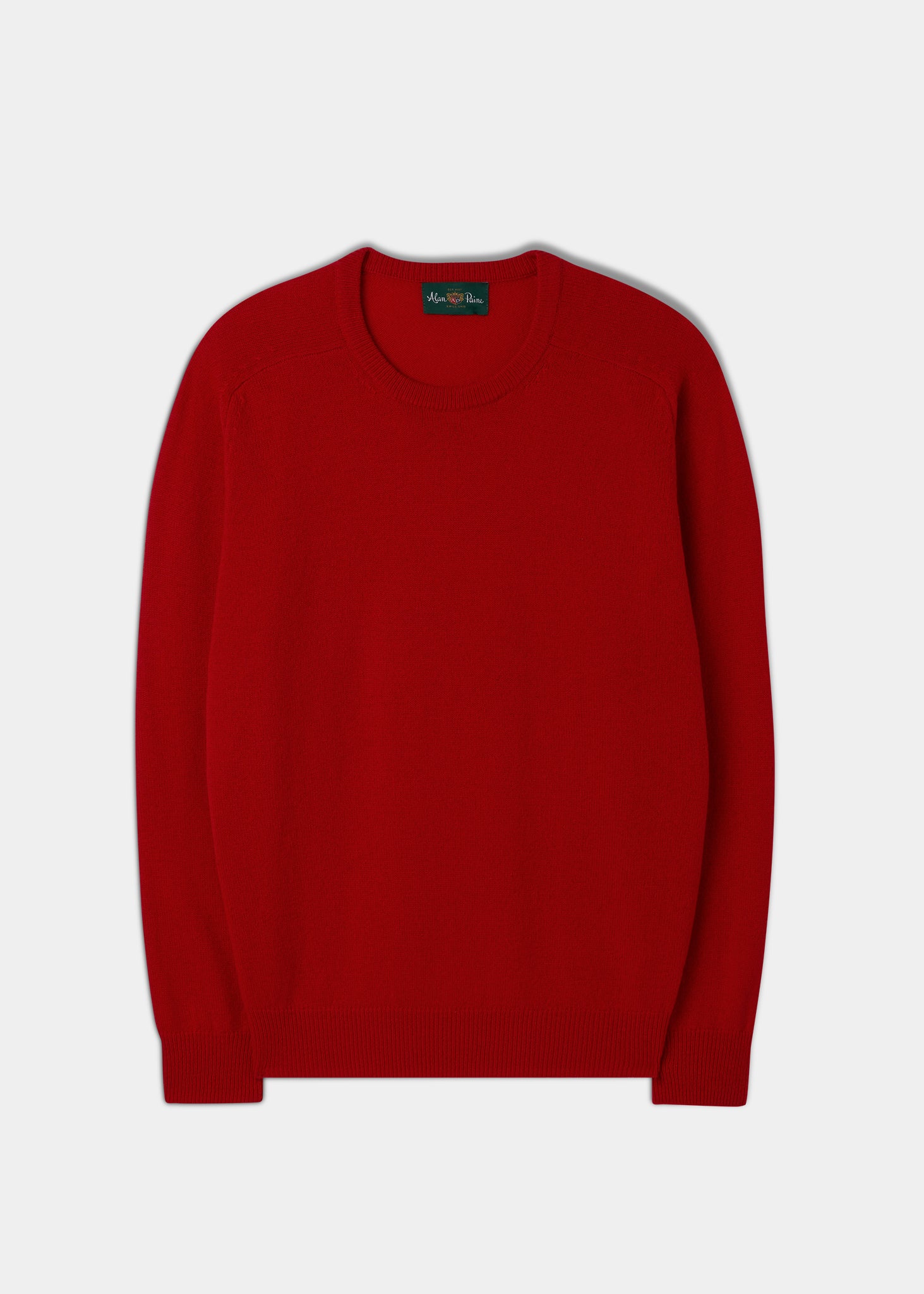Men's Lambswool Crew Neck Jumper in Tartan Scarlet