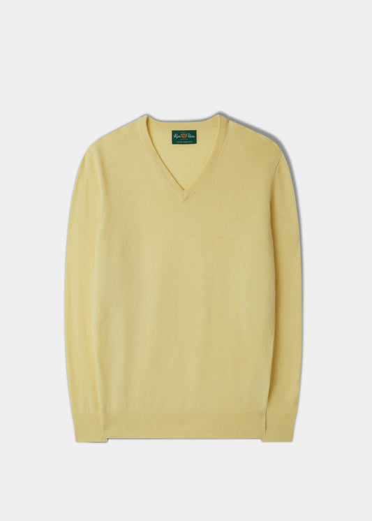 Men's Geelong Lambswool Vee Neck Jumper in Sorbet