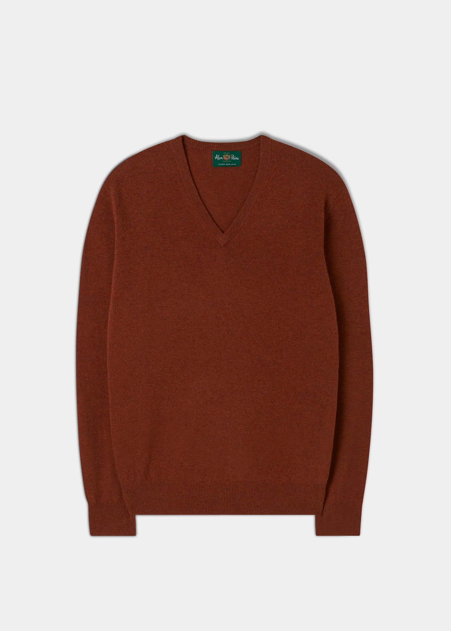 Men's Geelong Lambswool Vee Neck Jumper in Tiger