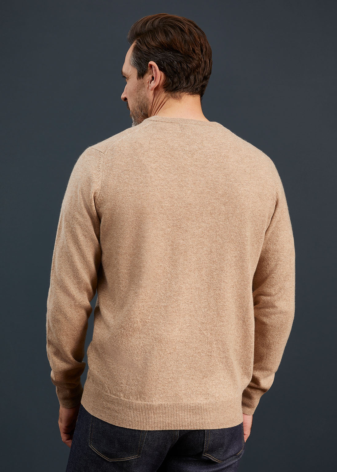 Men's Geelong Lambswool Crew Neck Jumper In Beige