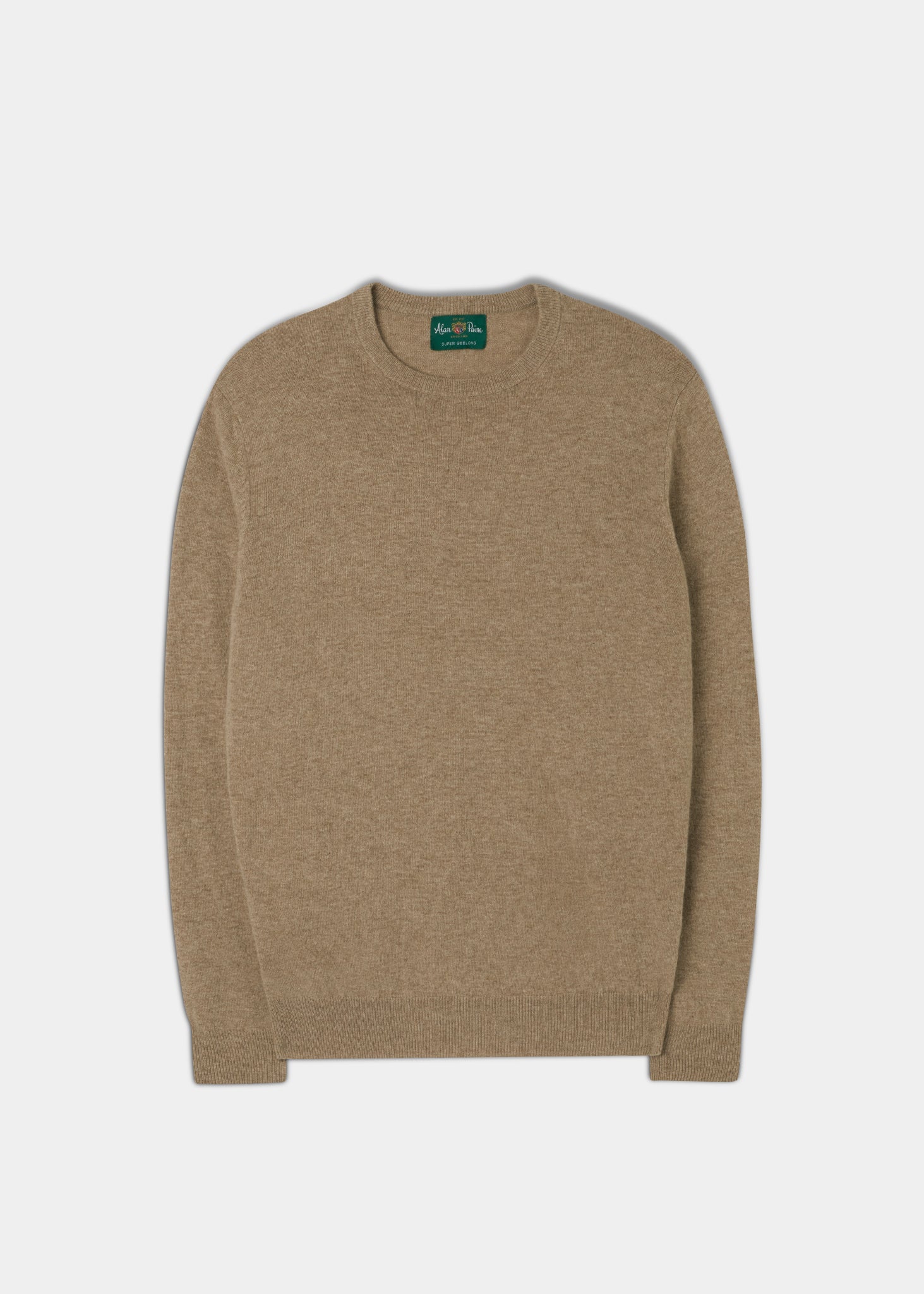 Men's Geelong Lambswool Crew Neck Jumper In Beige