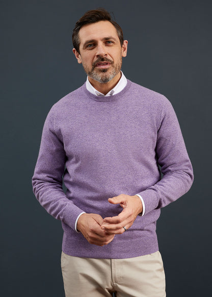 Men's Geelong Lambswool Crew Neck Jumper In Purple Heat
