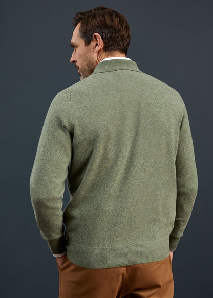 Men's Geelong Lambswool Long Sleeve Polo Shirt in Grass