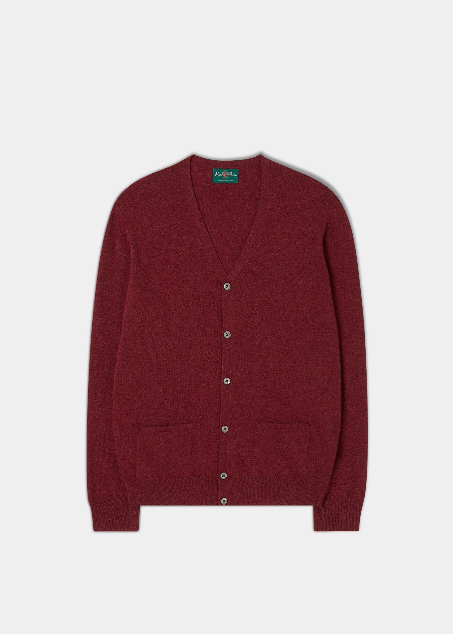 Men's Geelong Lambswool Cardigan in Redwood